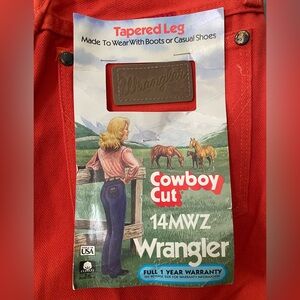 Women's Vintage Wrangler Orangey Red 14MWZ Cowboy Cut Jeans Waist 25-26